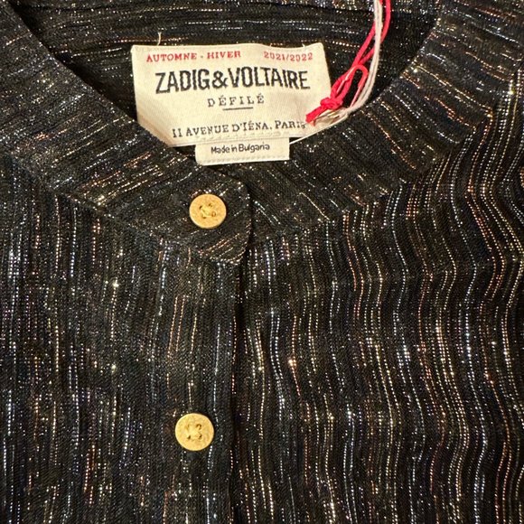 Zadig & Voltaire Lurex Shirt NEW WITH TAGS - Picture 5 of 10